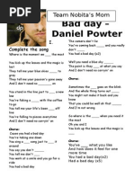Bad Day - Daniel Powter: Put The Parts of The Song in Order