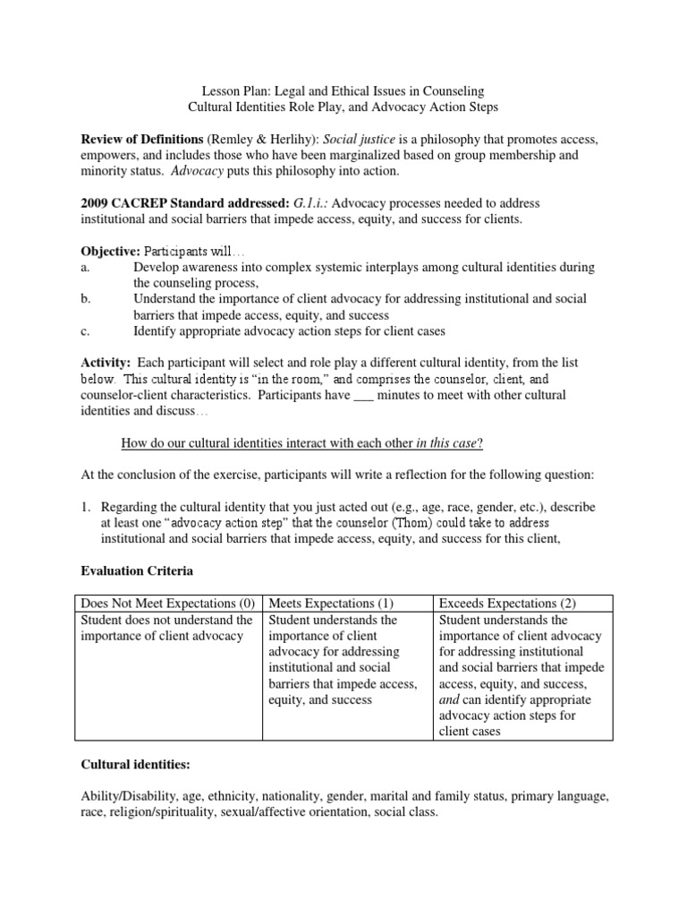 Sample Lesson Plan School Counselor Lesson Plan