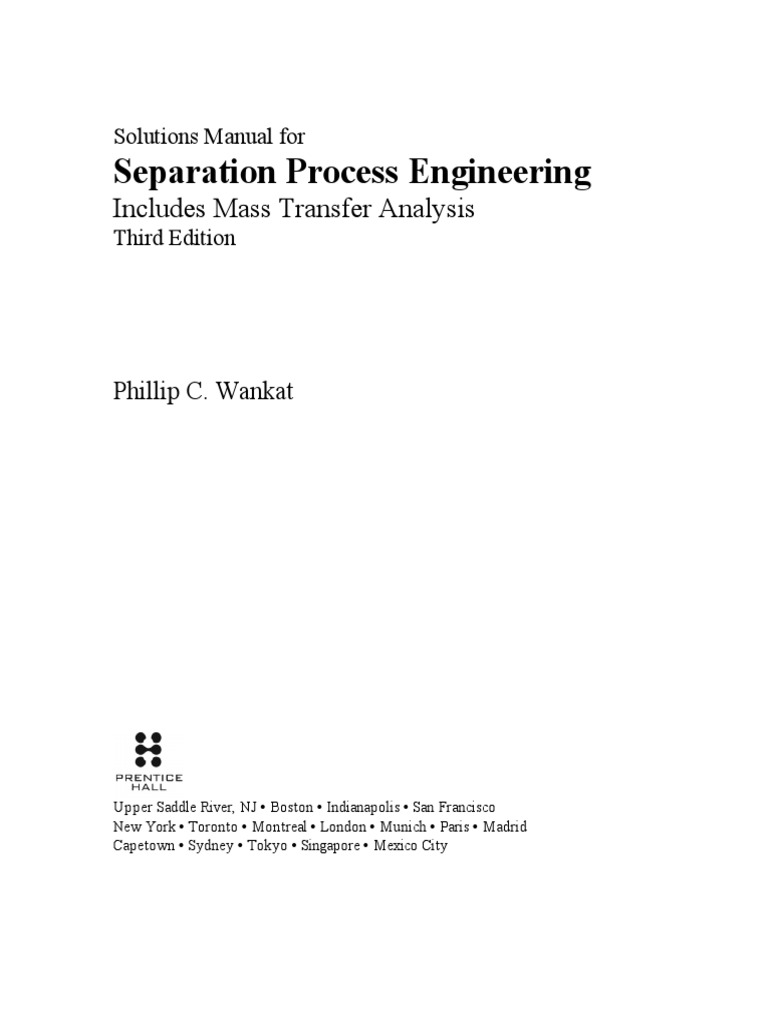 Separations Processes Solutions Distillation Homework