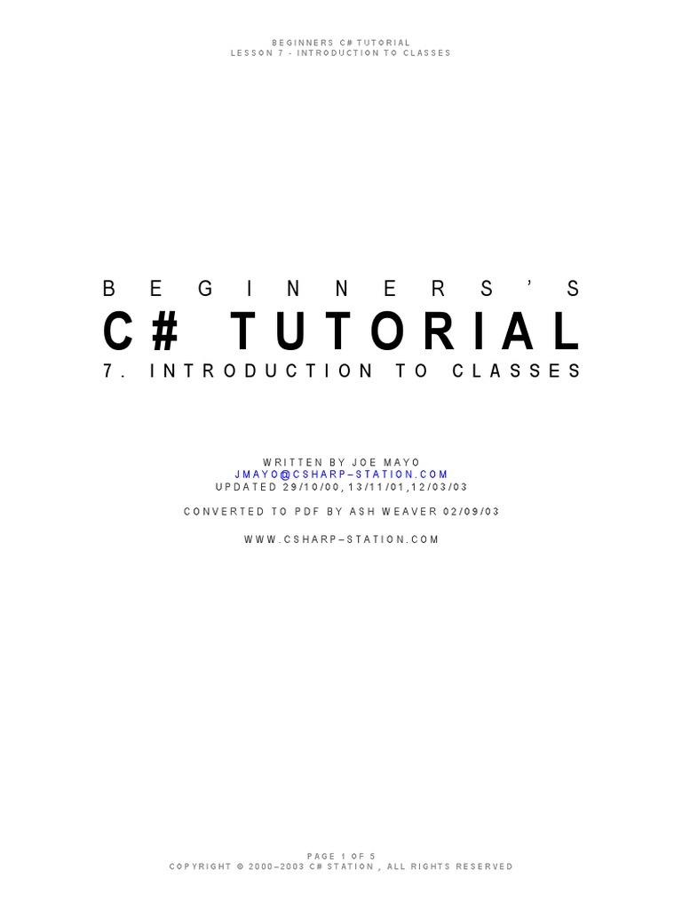 07 - Introduction To Classes | PDF | Constructor (Object Oriented ...