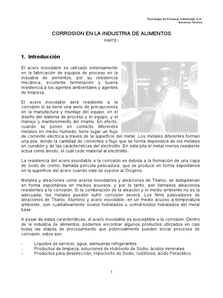 Corrosión en La Industria de Alimentos | PDF | Corrosión | Redox