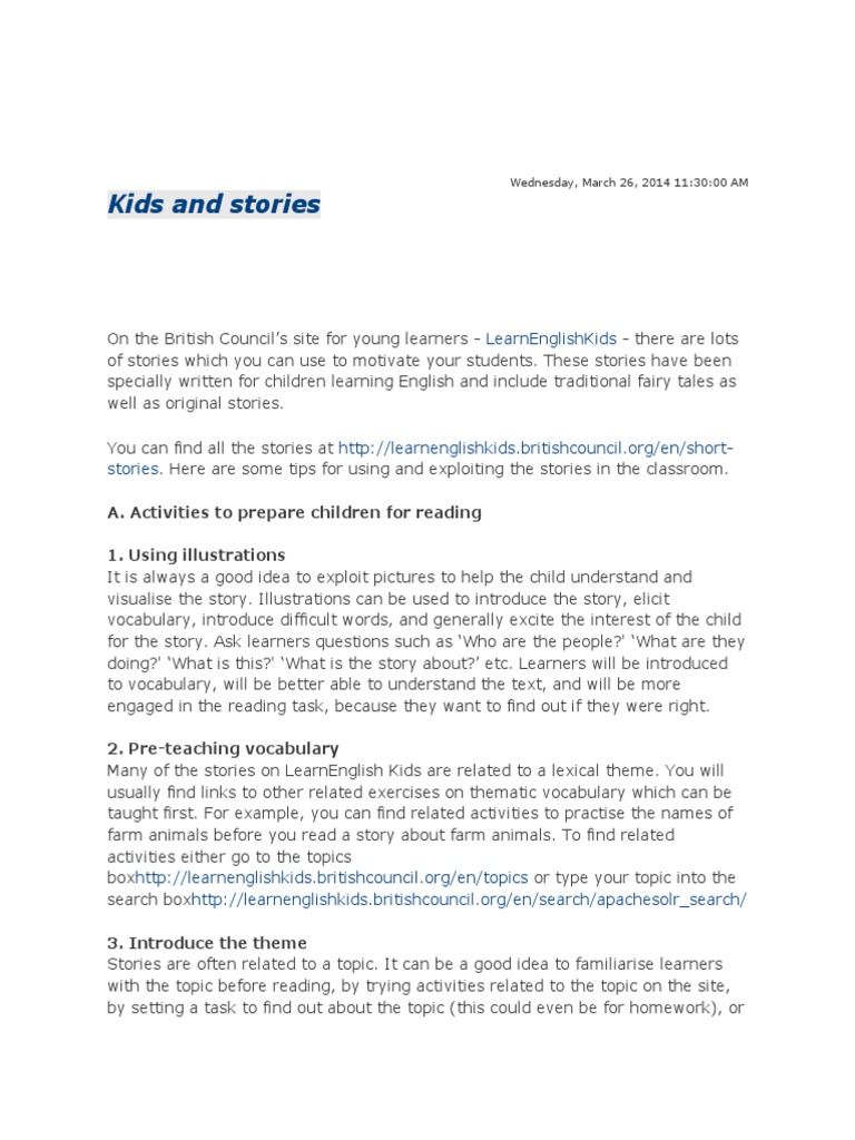 Engaging Kids with British Council Stories | PDF | Goldilocks And The ...