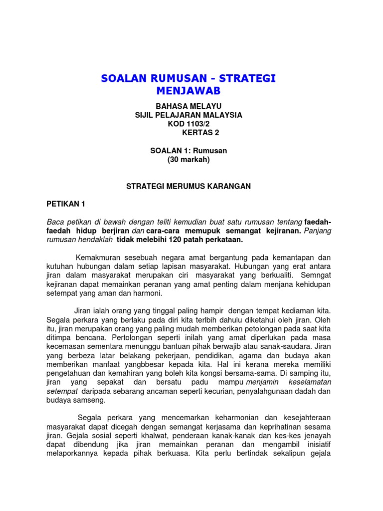 Strategi Menjawab Soalan Rumusan Pdf