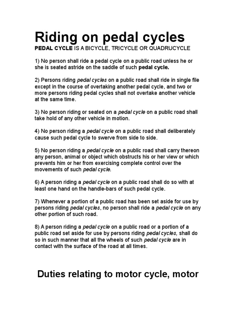 Duties Relating to Cycle, Tricycle or Quadrucycle Sustainable