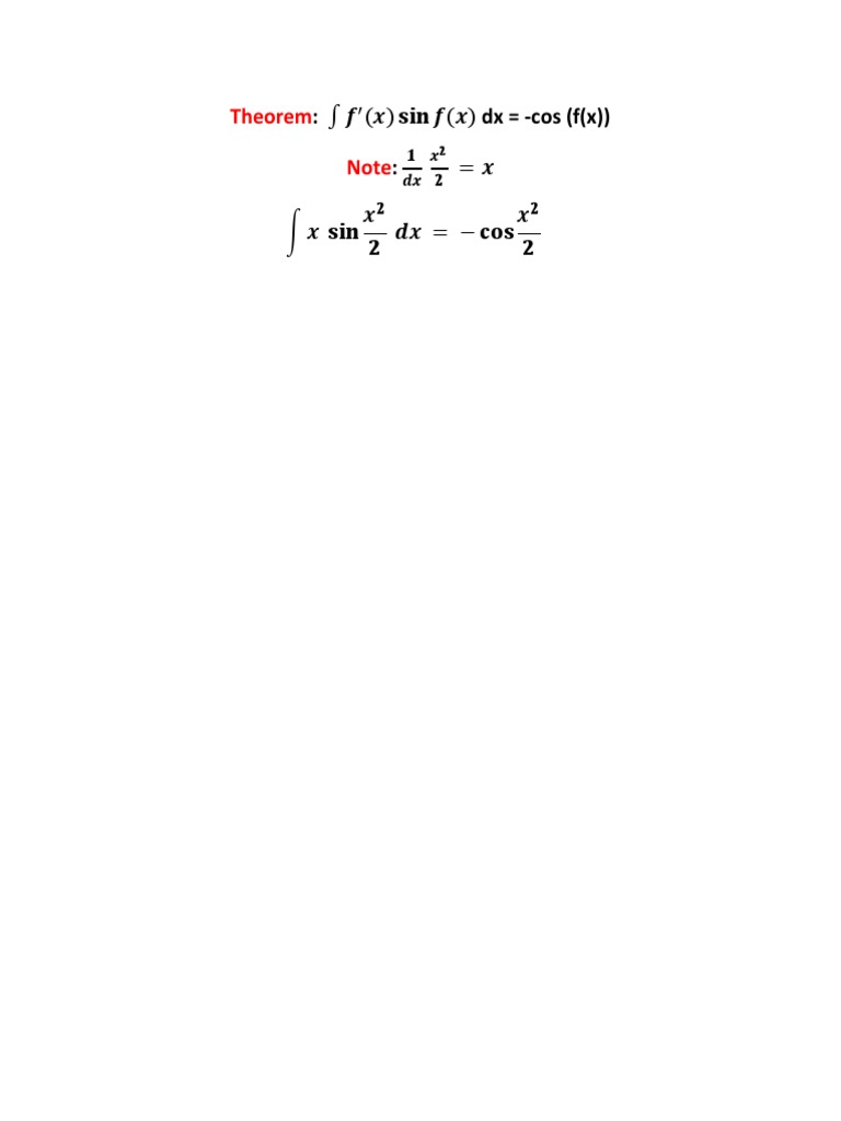 Calculus Theorem: Integral of dx | PDF