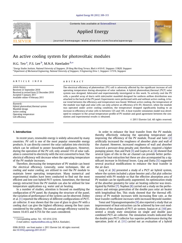 Active Cooling System For Photovoltaic Modules | PDF | Photovoltaics ...