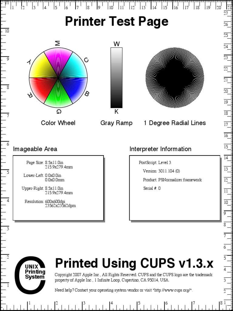 Apple Cups Printer Test Page PDF