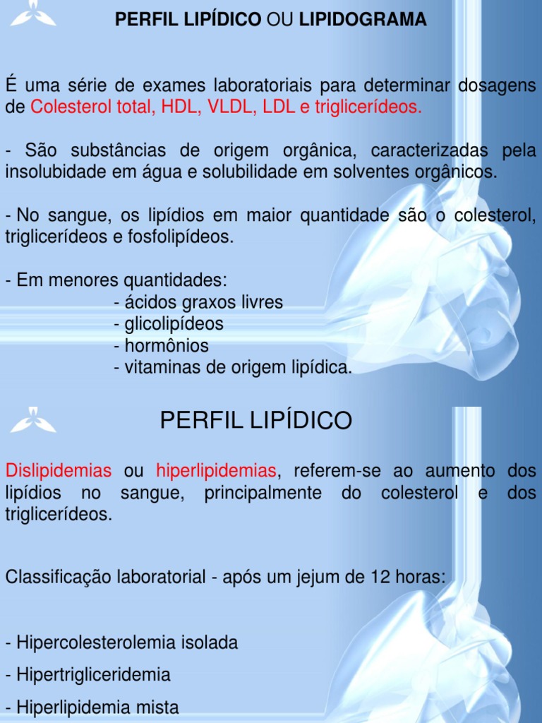 Análise do Perfil Lipídico Sanguíneo | PDF | Gastronomia, comida e vinho