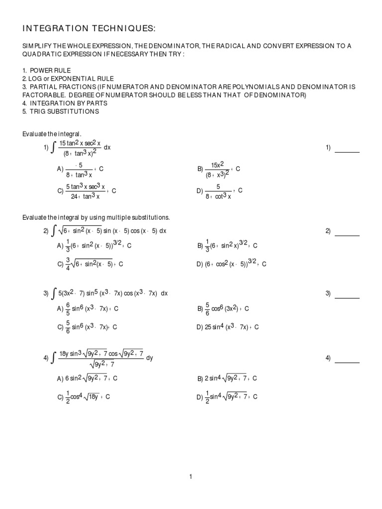 Integration Practice Problems | PDF | Fraction (Mathematics) | Integral