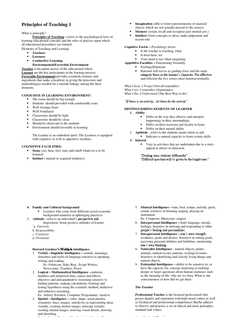 Principles of Teaching and Learning | PDF | Lesson Plan | Learning