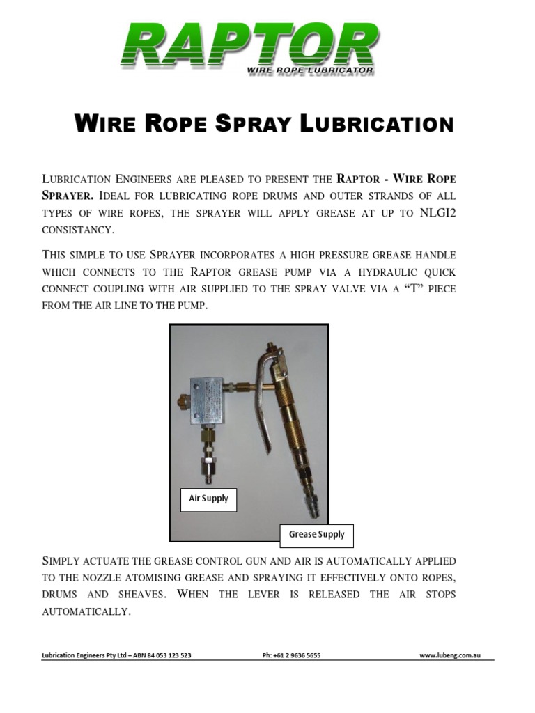 Raptor Wire Rope Sprayer | PDF | Technology & Engineering