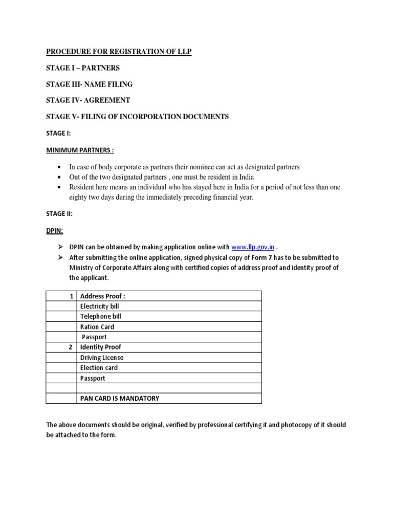 Steps To Incorporate LLP | PDF | Law