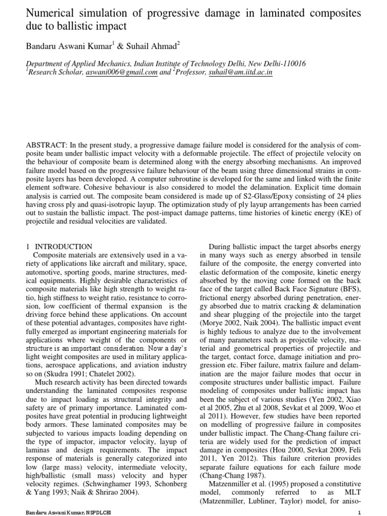 Numerical Simulation of Progressive Damage in Laminated Composites Due ...