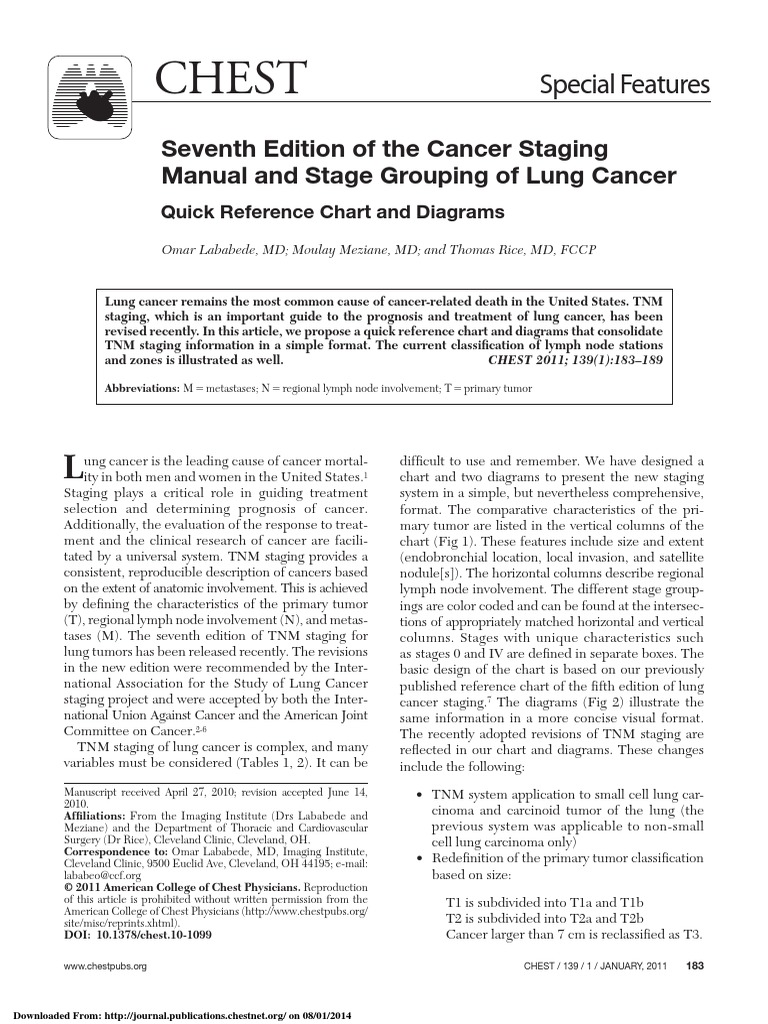 Chest: Seventh Edition of The Cancer Staging Manual and Stage Grouping ...