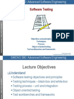 Software Testing: Objectives and Principles Techniques Process Object-Oriented Testing Test Workbenches and Frameworks