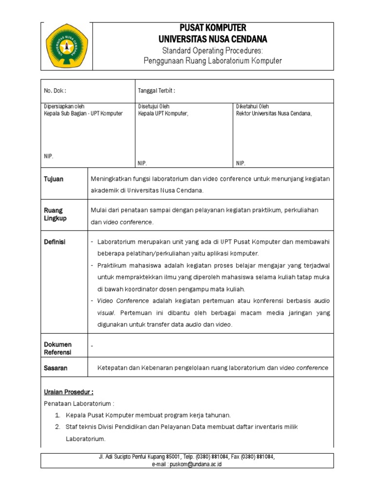 Sop 01 Penggunaan Ruang Di Laboratorium Pdf Riset
