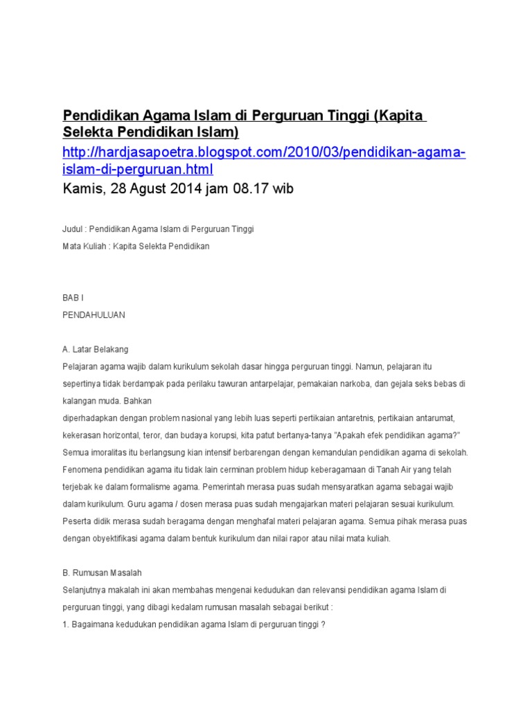 Buku Pendidikan Agama Islam Untuk Perguruan Tinggi Pdf