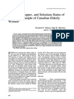 The Zinc, Copper, And Selenium Status of a Selected Sample Od Canadian Elderly Women