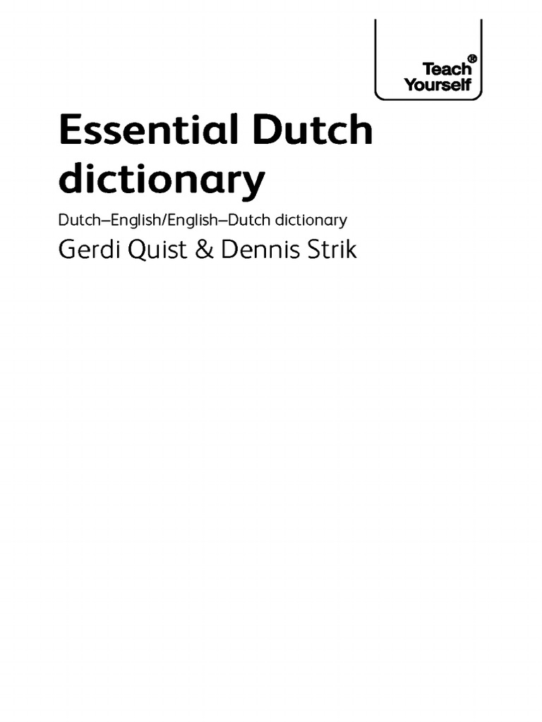 Dutch Dictionary Syntax Linguistic Typology