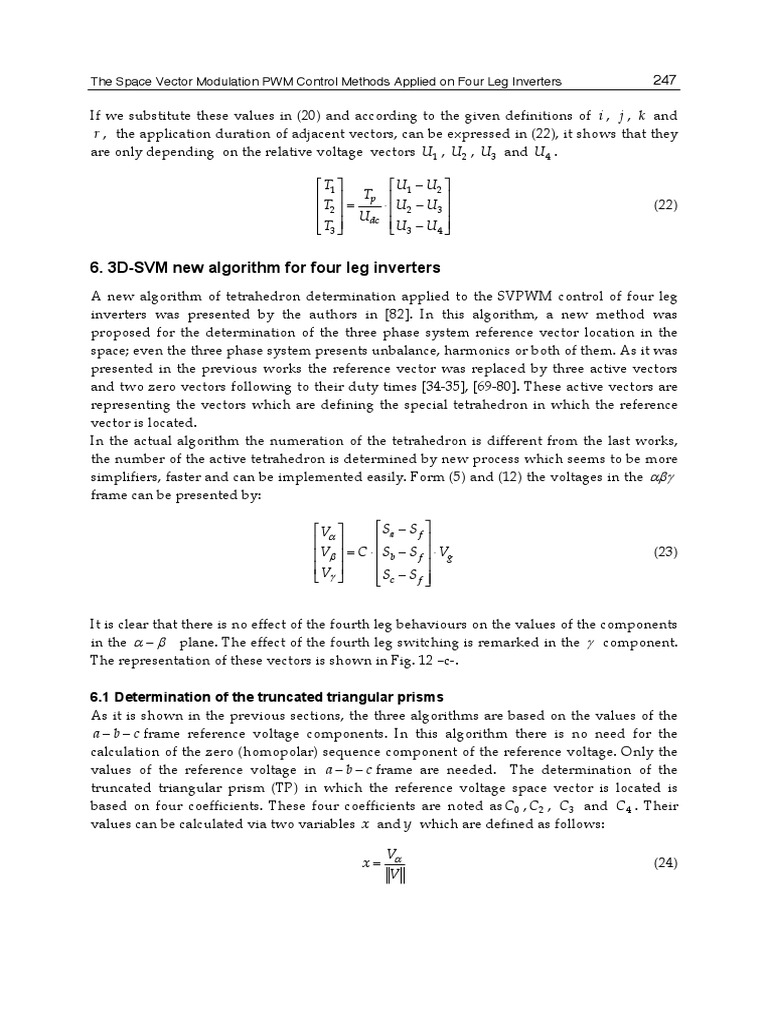 Space Vector Modulation for Four-Leg Inverters | PDF | Power Inverter ...