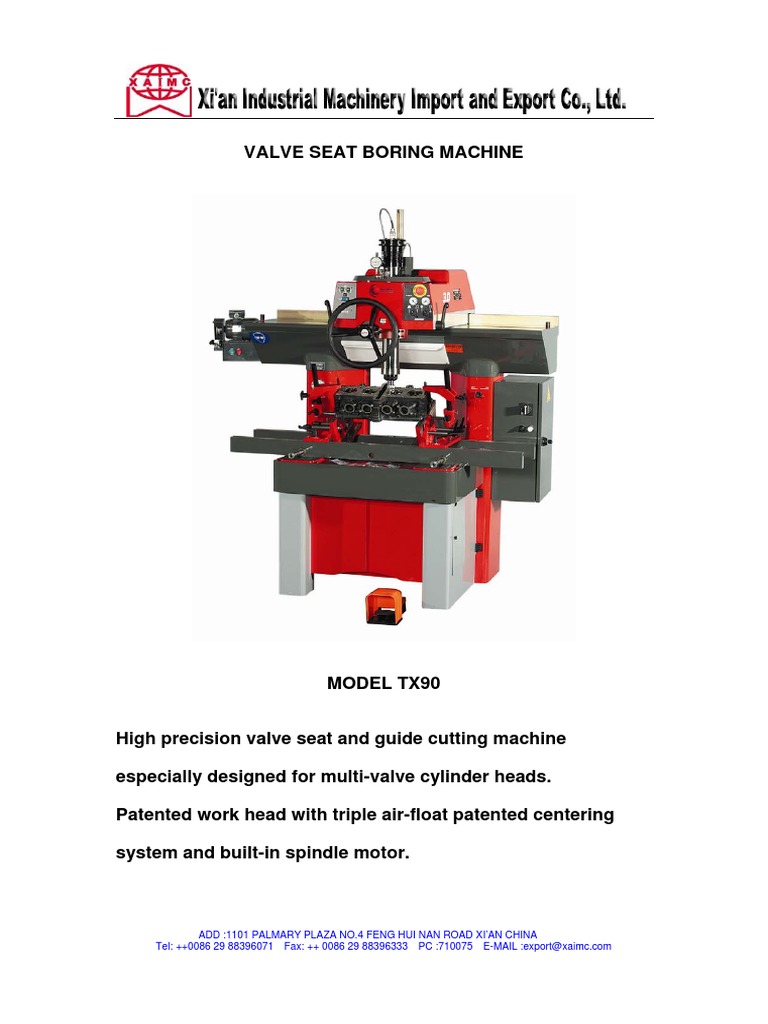 Valve Seat Boring Machine Tx90 (Xaimc) PDF Inch Fax