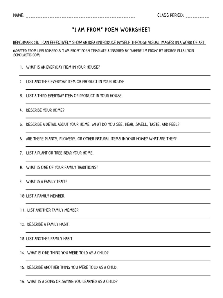 I Am From Worksheet | PDF