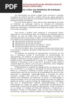 Comentário Crítico aos Relatórios de Avaliação Externa