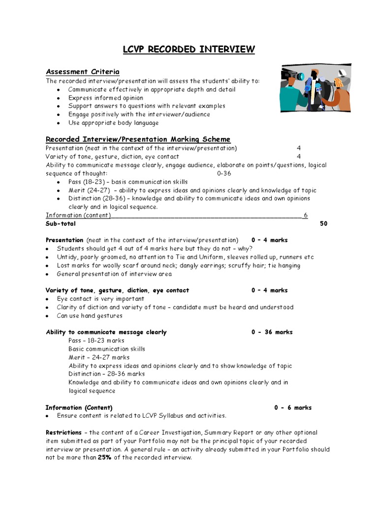 LCVP Recorded Interview Guidelines | PDF | Gesture | Question