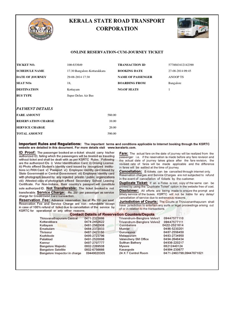 Kerala State Road Transport Corporation: Online Reservation-Cum-Journey ...