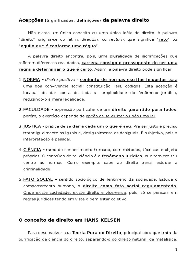 Acepções da Palavra Direito | PDF | Informação governamental | Moralidade