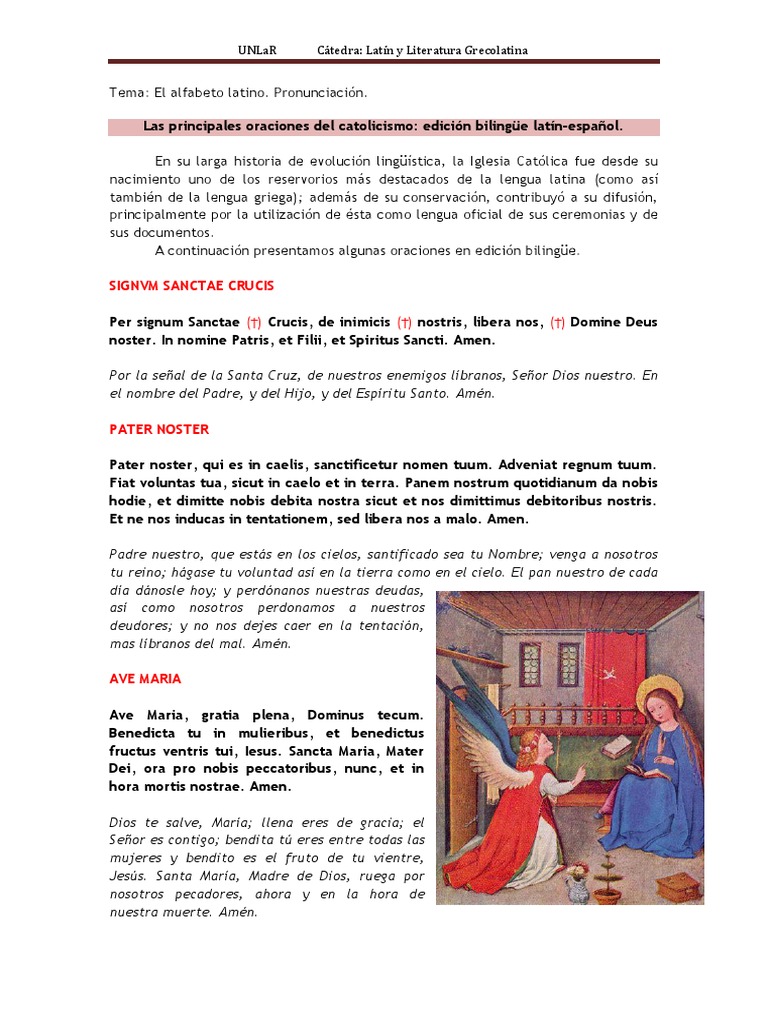 Textos Latín 1º - Oraciones Católicas | PDF