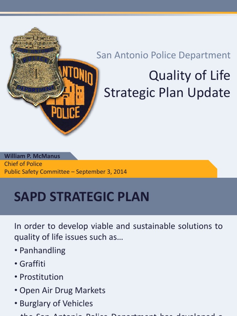 SAPD Quality of Life Plan Update | PDF | Police | Public Sphere
