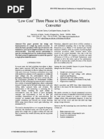 Low Cost' Three Phase To Single Phase Matrix Converter