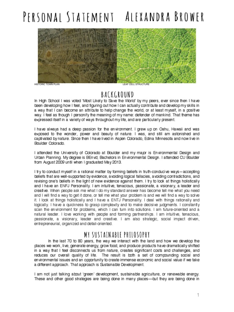 Short personal statement examples image