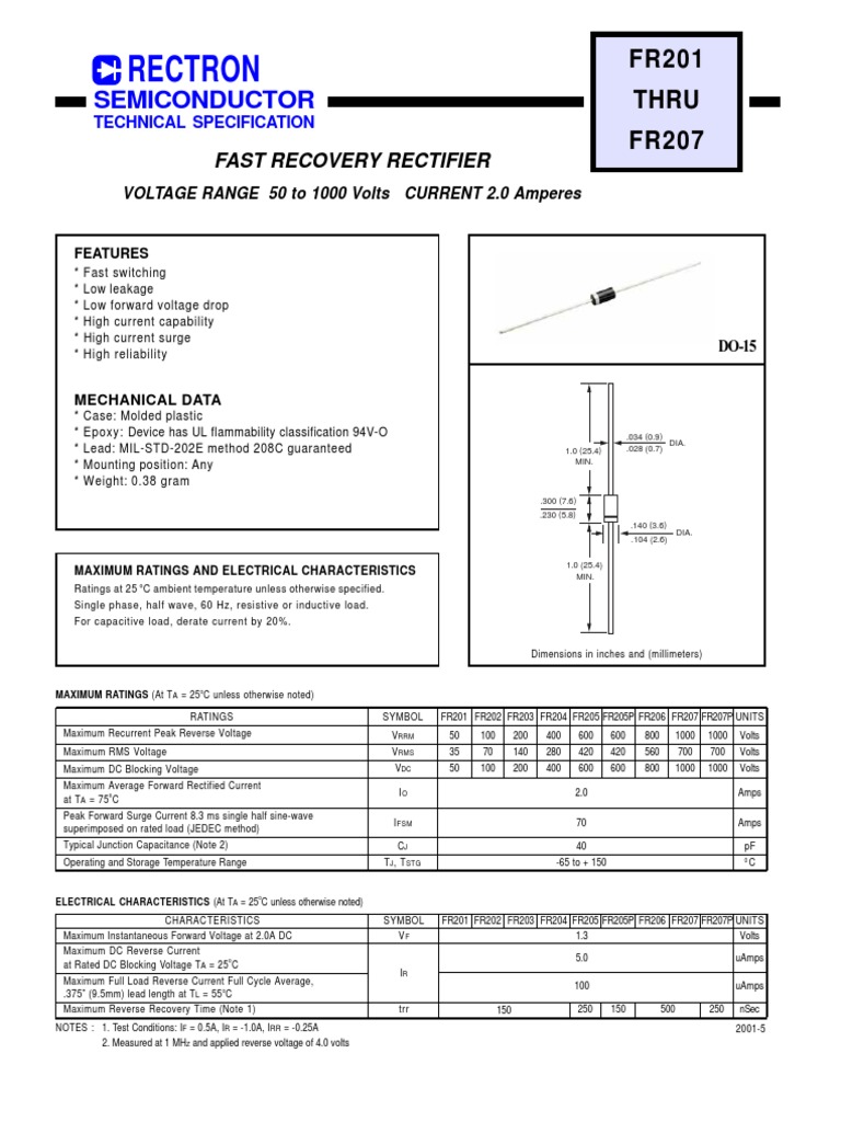 FR207 | PDF | Rectifier | Electrical Impedance