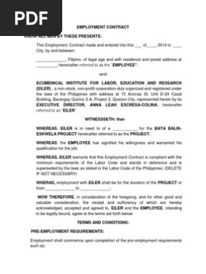 Employment Contract Project-based