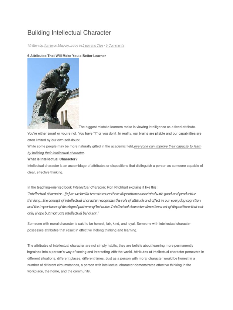 Building Intellectual Character Essentials | PDF | Metacognition ...