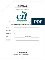 Chennai: Department of Mechanical Engineering Ge2321-Communication Skills Lab
