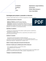 Estrategias para Preparar y Presentar Un Discurso 4tos