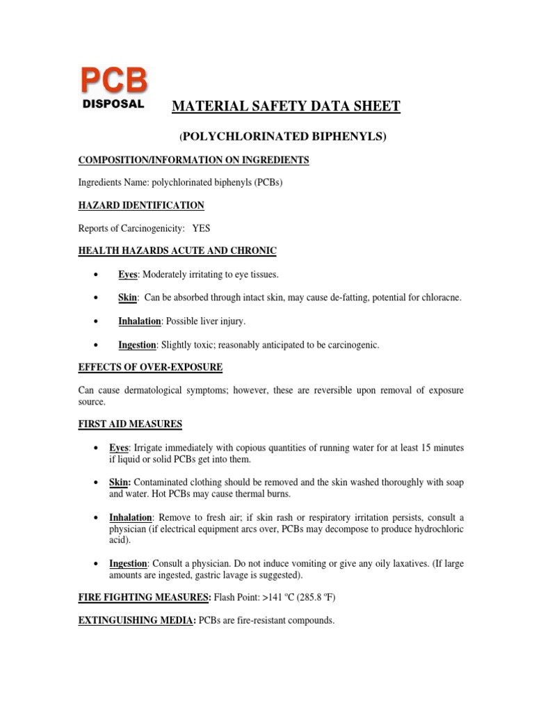 Polychlorinated Biphenyls MSDS | PDF | Polychlorinated Biphenyl ...