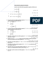 Quadratic Equations (Sum of Roots & Product of Roots)