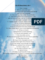 List of The 30 Things Before I Die