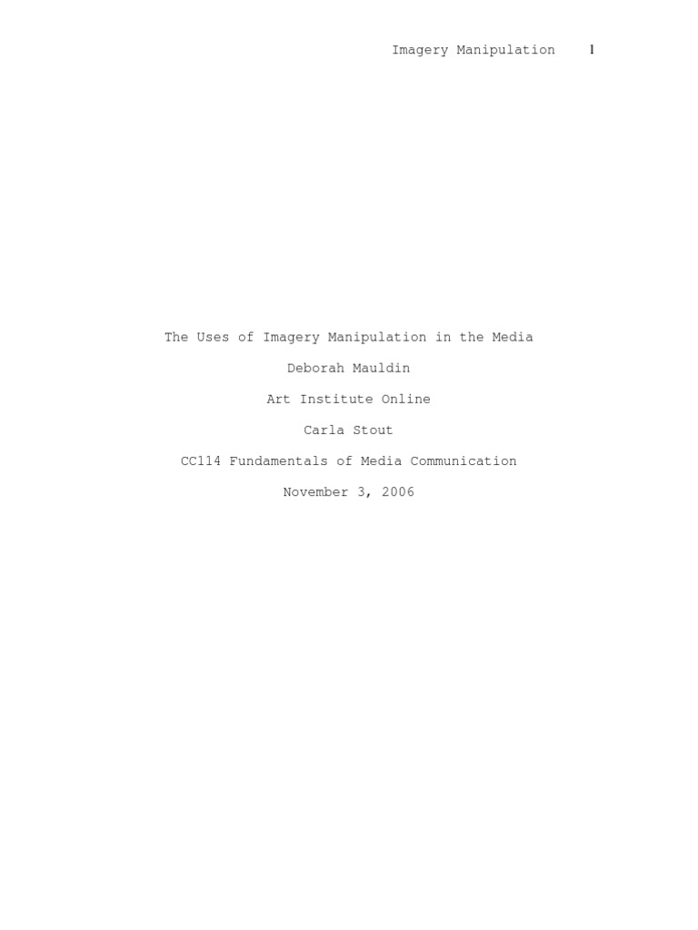 The Uses of Imagery Manipulation in The Media PDF Photo