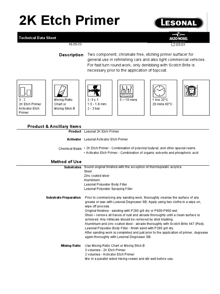 2K Etch PrimerProcess Data Sheet PDF Etching Chemistry