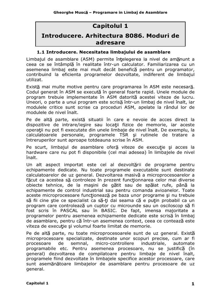 Programare in Limbaj de Asamblare Curs | PDF
