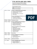 Agenda Excel 2010 Level 1