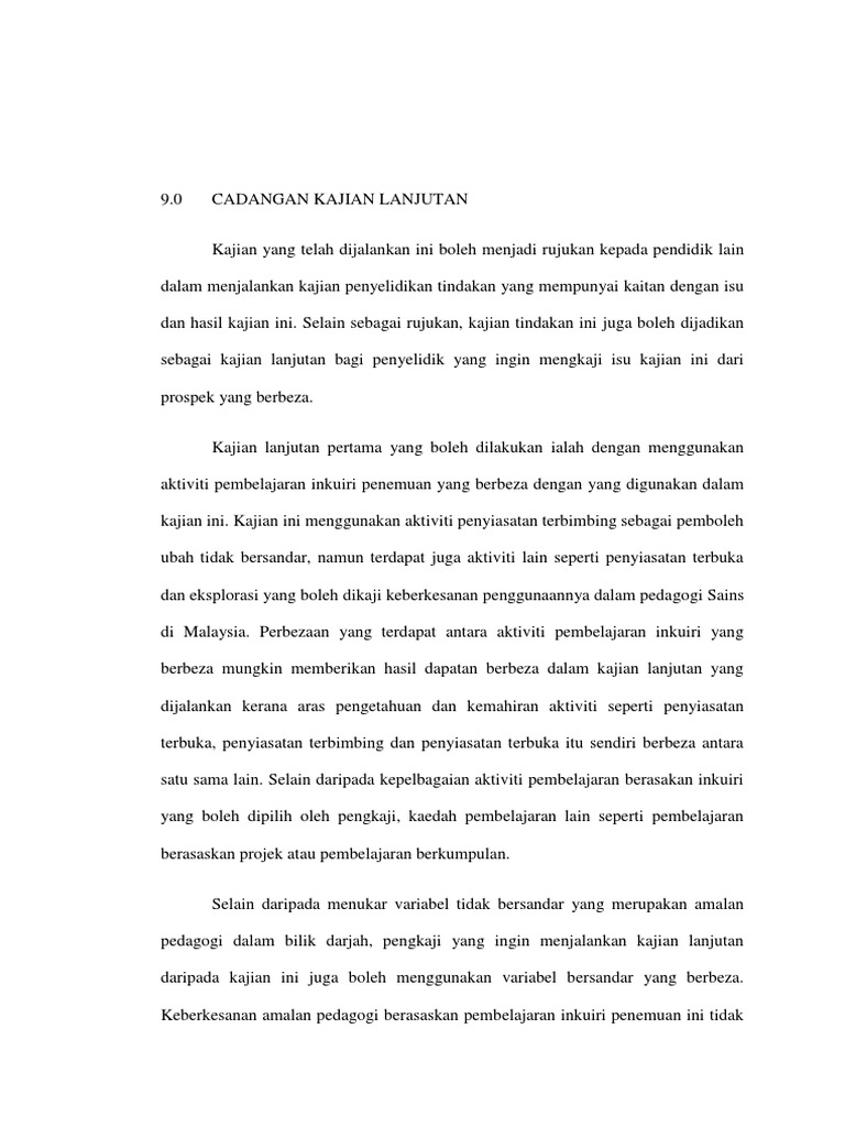 Cadangan Tindakan Kajian Lanjutan Pdf