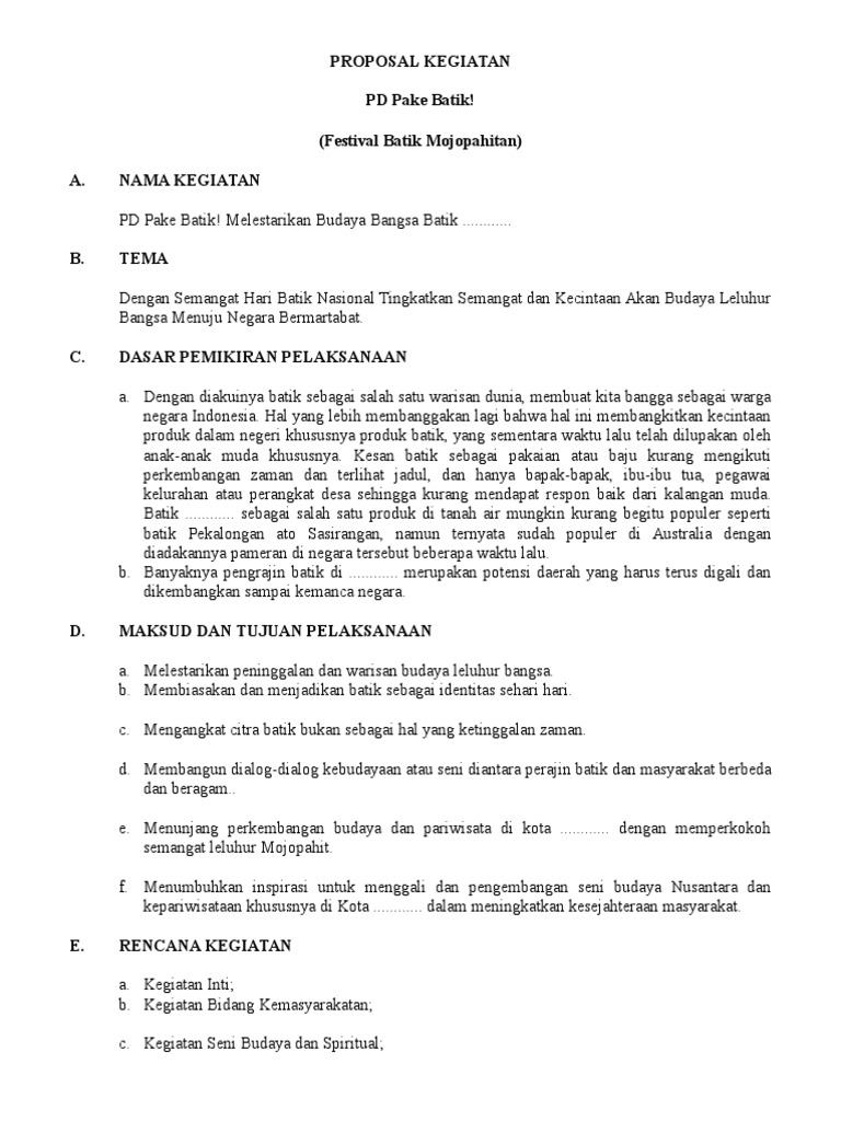 Proposal Kegiatan Festival Batik