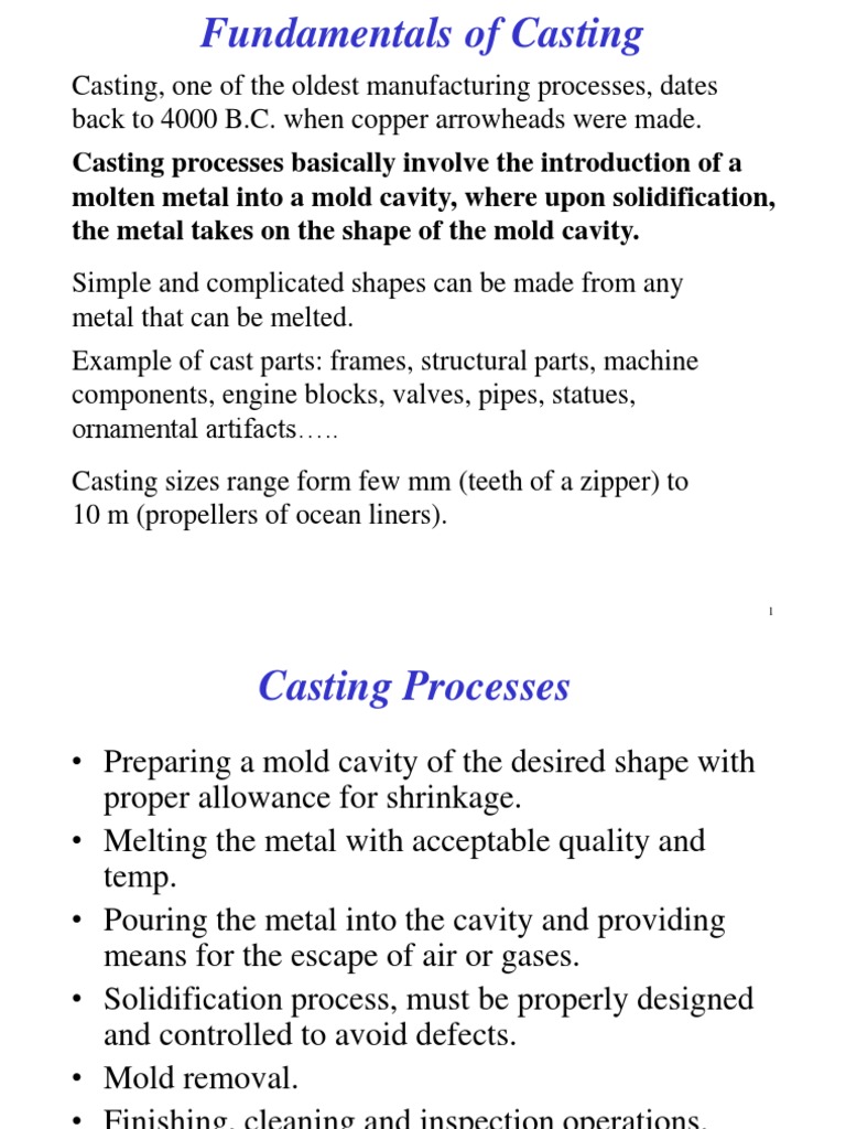 Fundamentals and Defects of Casting | PDF | Casting (Metalworking) | Crafts