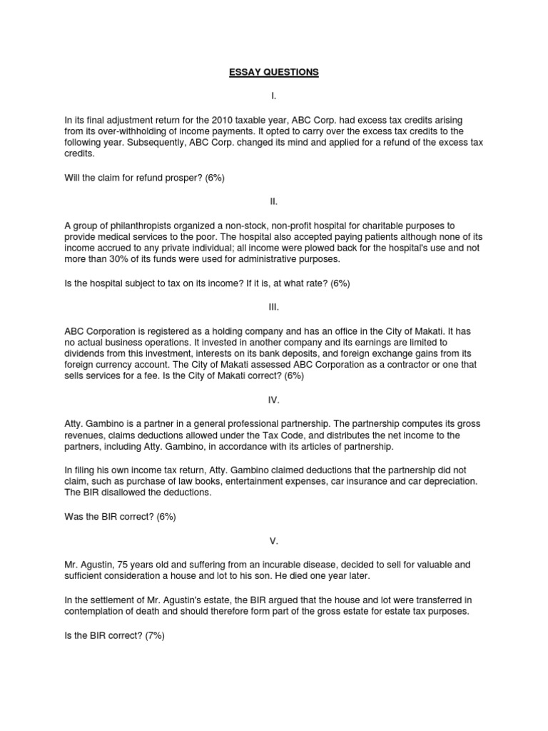 essay on tax payment